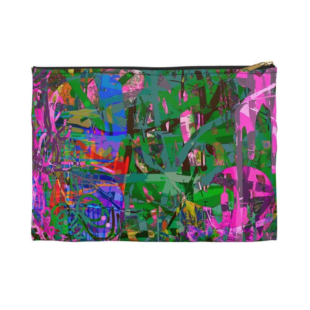 Green and Fuchsia Graffiti Pouch Urban Neon Art Style Unisex Bag for Makeup Accessories or Travel