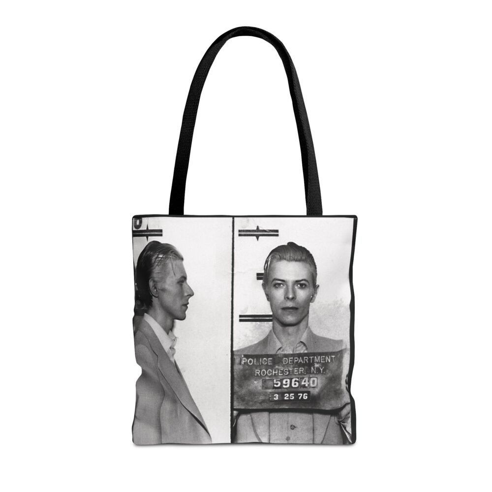 Vintage Inspired Bowie Famous Mugshot Tote Bag, Stylish Carry-All, Music Lover's Gift, Concert Bag, Unique Fashion Accessory