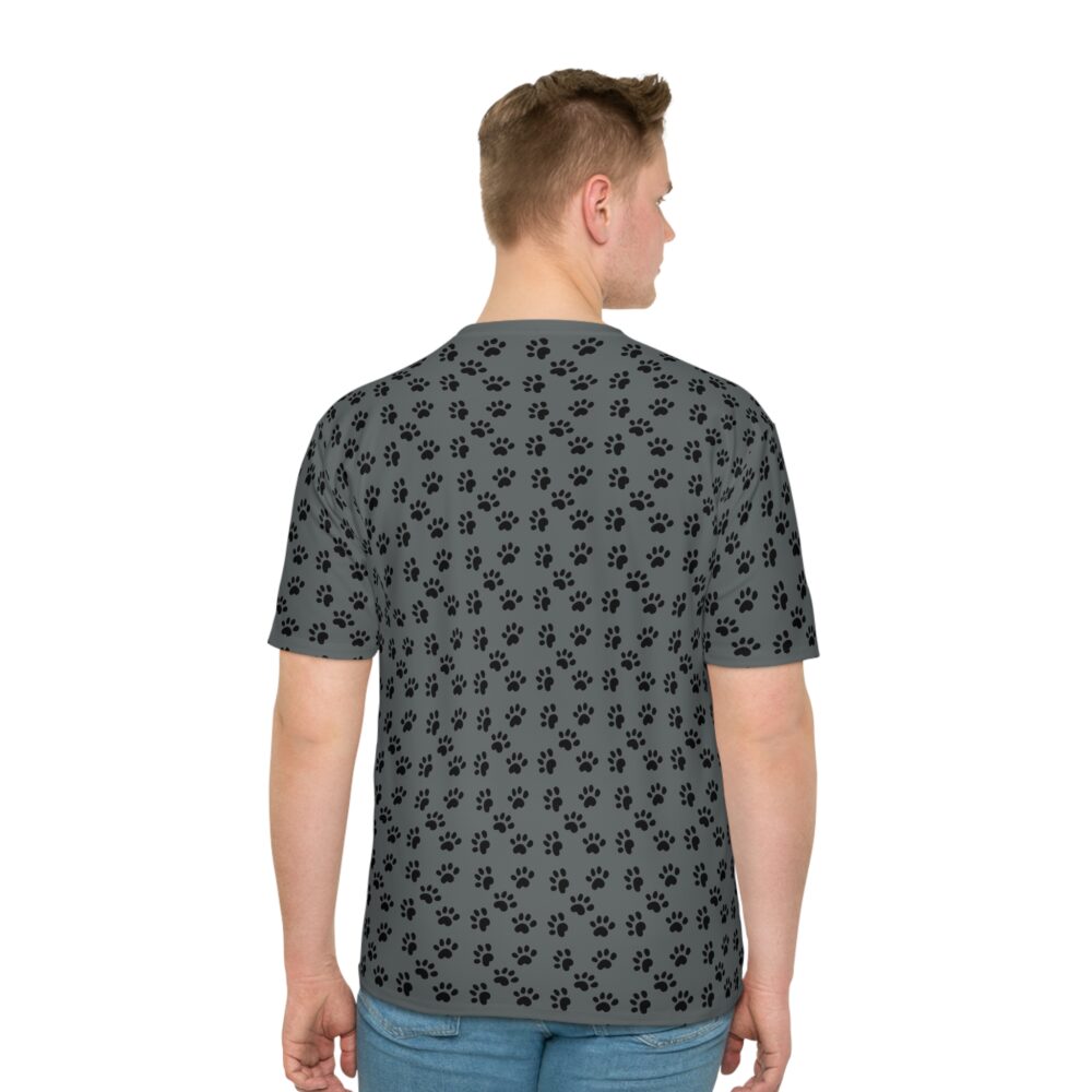 Men's Loose T-Shirt with Black Paw Print Design