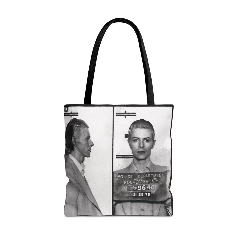 Vintage Inspired Bowie Famous Mugshot Tote Bag, Stylish Carry-All, Music Lover's Gift, Concert Bag, Unique Fashion Accessory