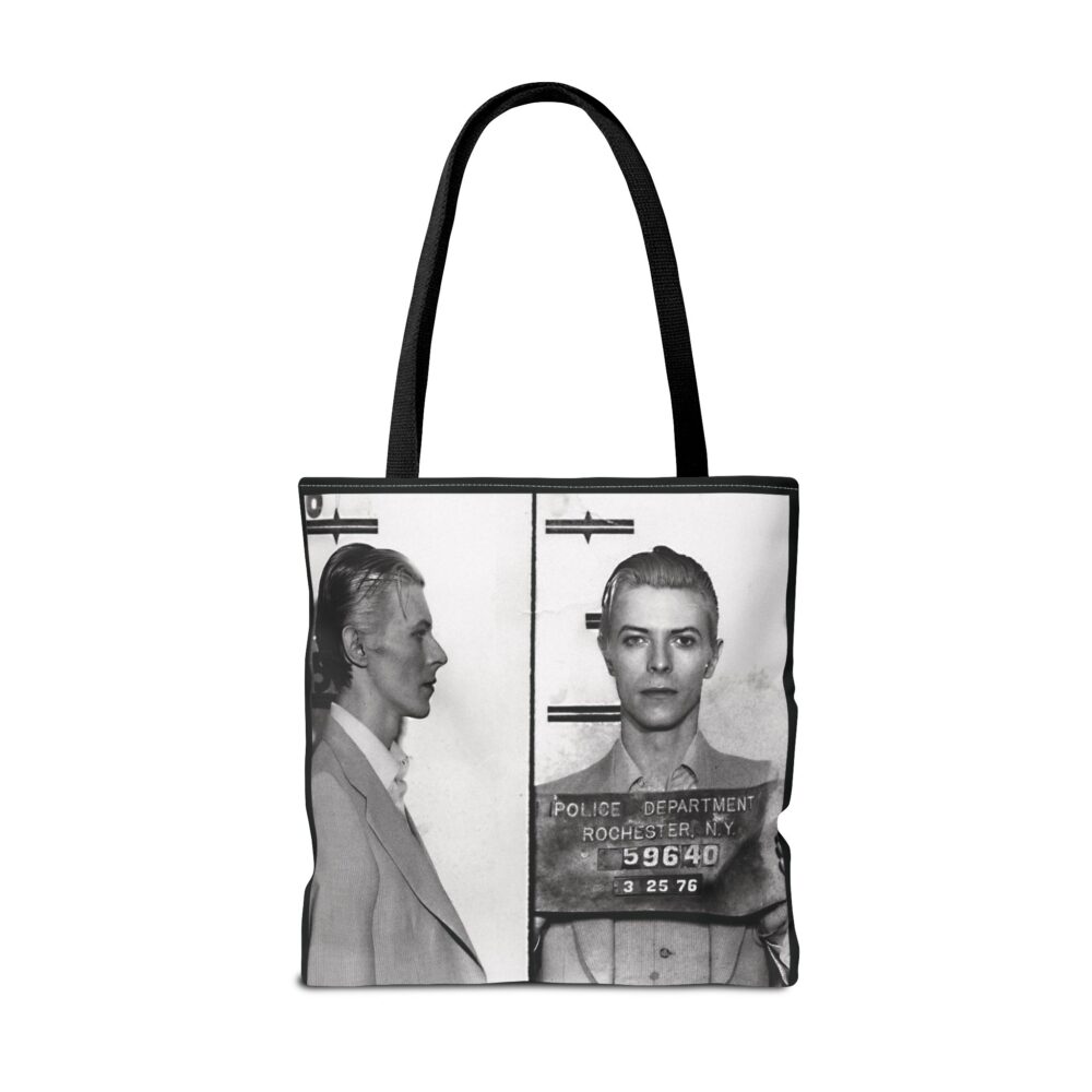 Vintage Inspired Bowie Famous Mugshot Tote Bag, Stylish Carry-All, Music Lover's Gift, Concert Bag, Unique Fashion Accessory
