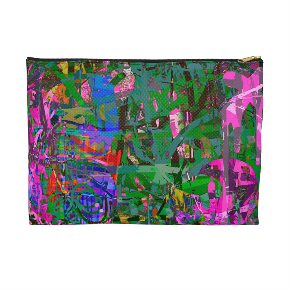 Green and Fuchsia Graffiti Pouch Urban Neon Art Style Unisex Bag for Makeup Accessories or Travel