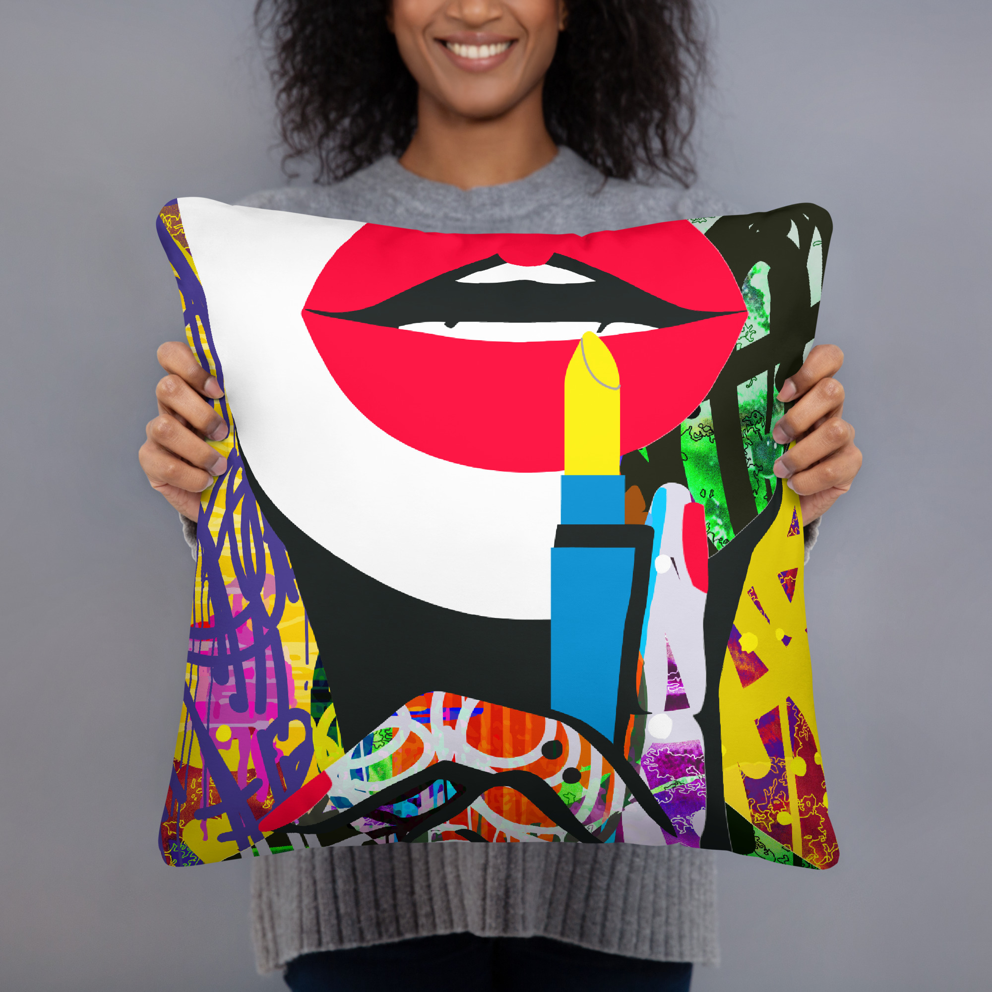 YELLOW LIPSTICK BASIC PILLOW