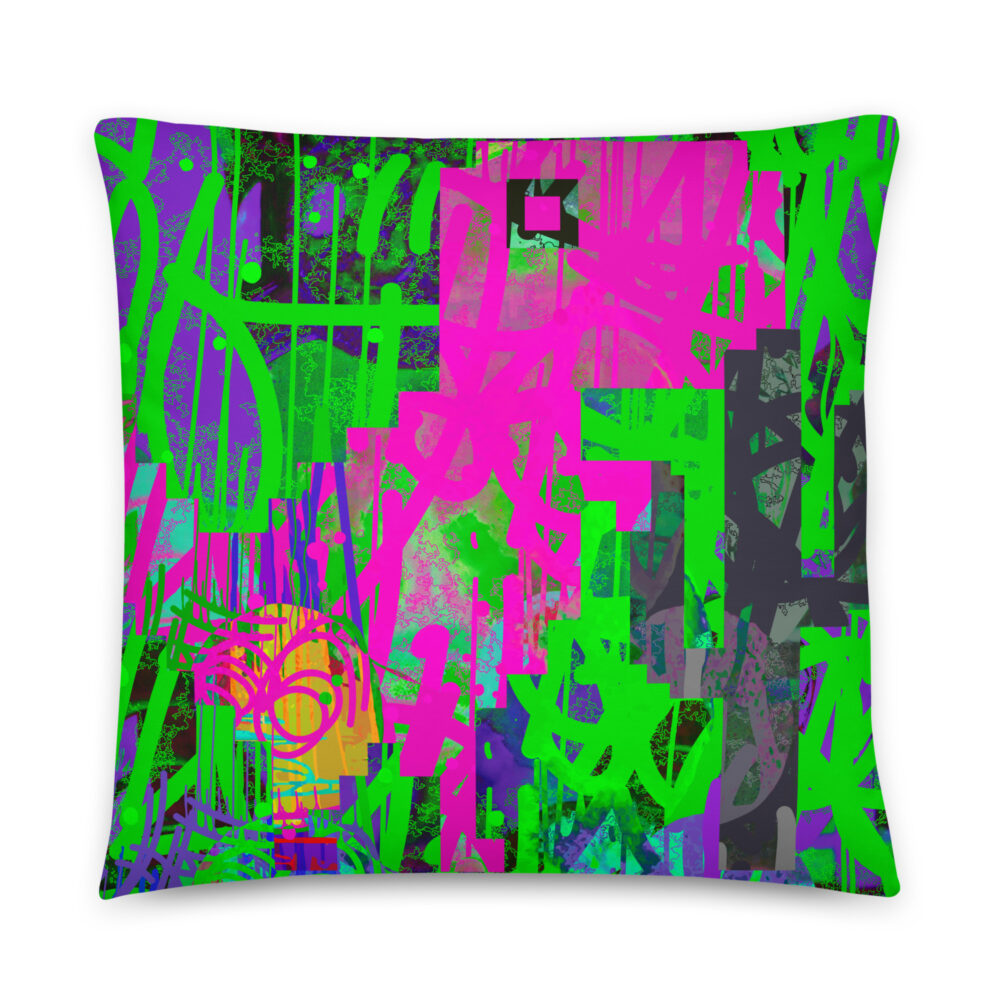 Pixel Dino Graffiti - Basic Pillow