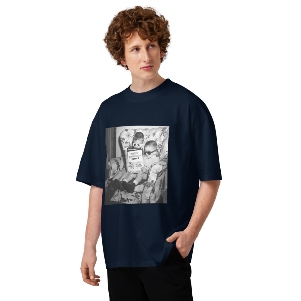 Three Dimension - Vintage Photo - Unisex organic oversized high neck t-shirt